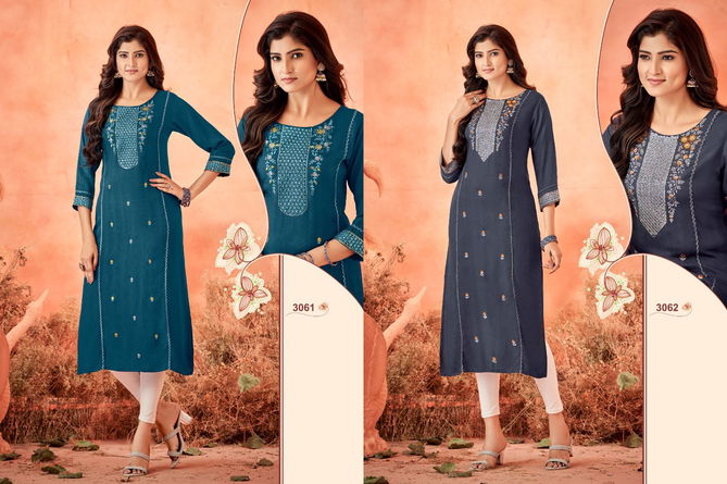 Serena Vol 10 By Ladies Flavour Rayon Embroidery Kurti Wholesale Shop In Surat